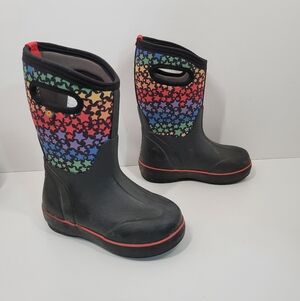 Bogs Outdoor Rainbow Stars Insulated Waterproof Pull On Boots Kids Youth Size 13